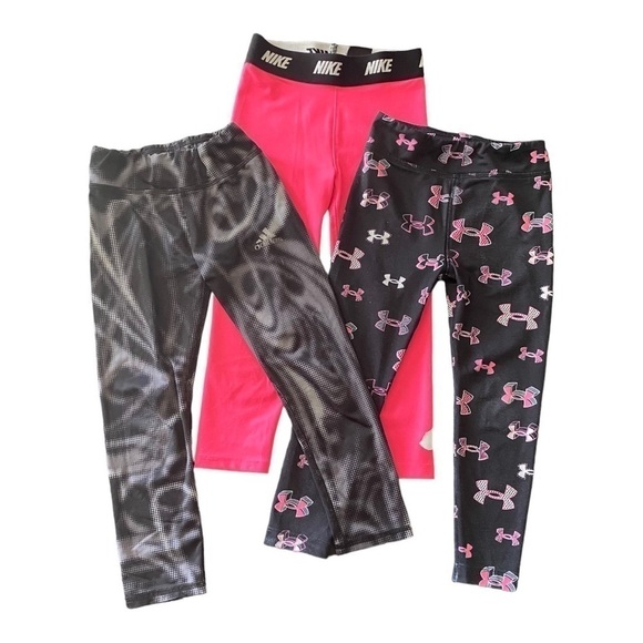 GIRLS-ACTIVE LEGGINGS-ADIDAS-UNDER ARMOUR-NIKE-SIZE 4 - Picture 1 of 11